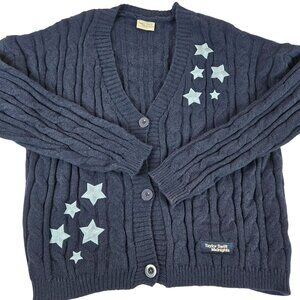Taylor Swift Midnights Navy Blue Cable Knit Cardigan Sweater Stars Womens 3XL 4X